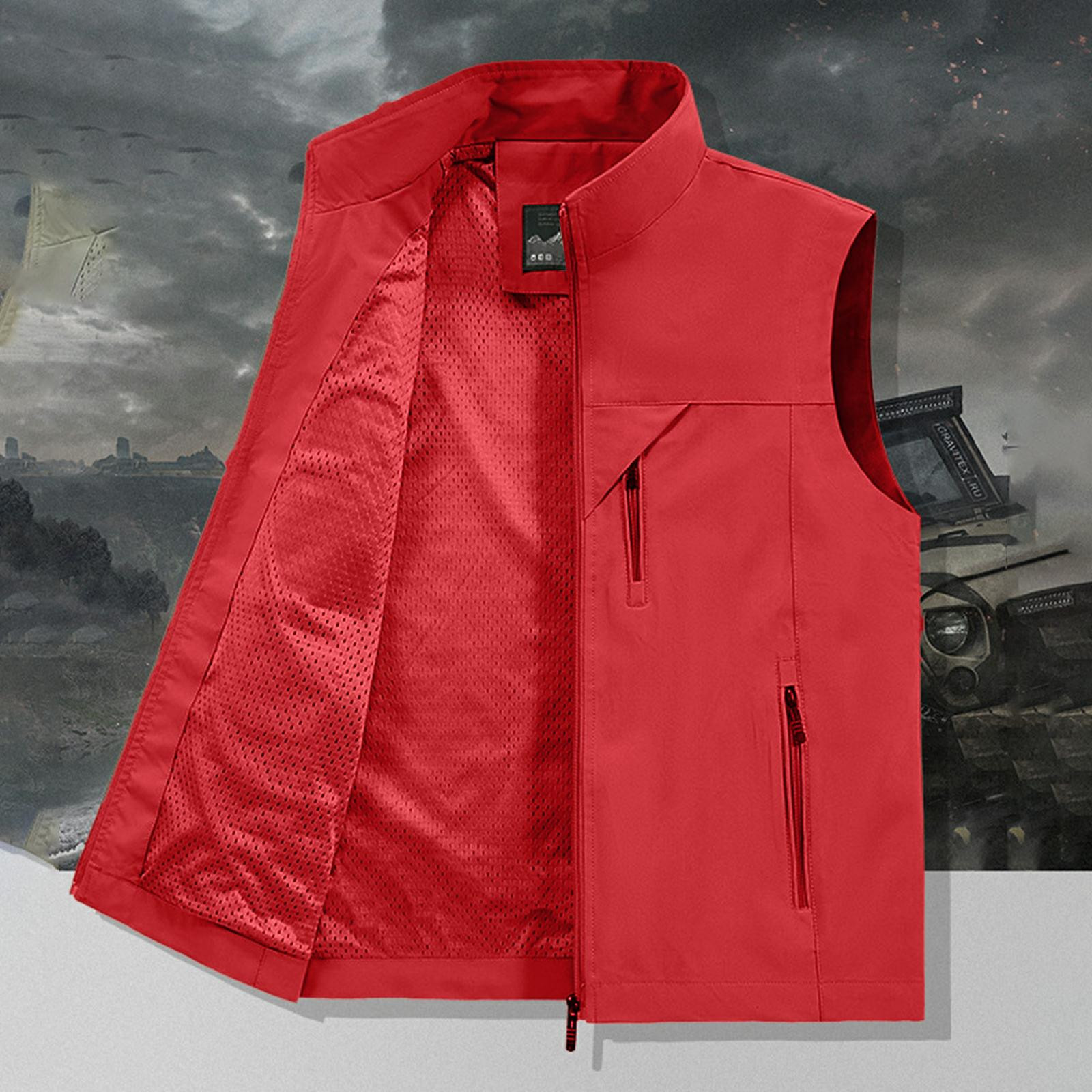 thumbnail image 5 of Chaleco sin mangas de imitación de cuero para hombre, chaqueta de club de motociclistas: cremallera frontal, múltiples bolsillos, para montar en moto/ropa urbana (M-XXXXXXL), 5 of 5